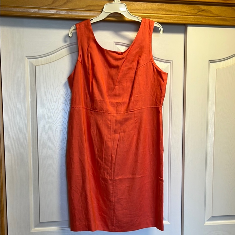 Elegant Linen Coral Sleeveless Dress